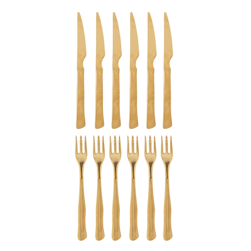 Bloomingville Ollin grillbestik rustfri st&aring;l guld, 12 dele