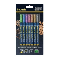 Securit kridt marker 1-2mm, pakke med 7 metallic farver