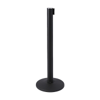 Kø-Leder stolpe sort med 200 cm sort sele