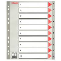 Esselte plastregister A4 med kartonforblad grå 1-10 maxi