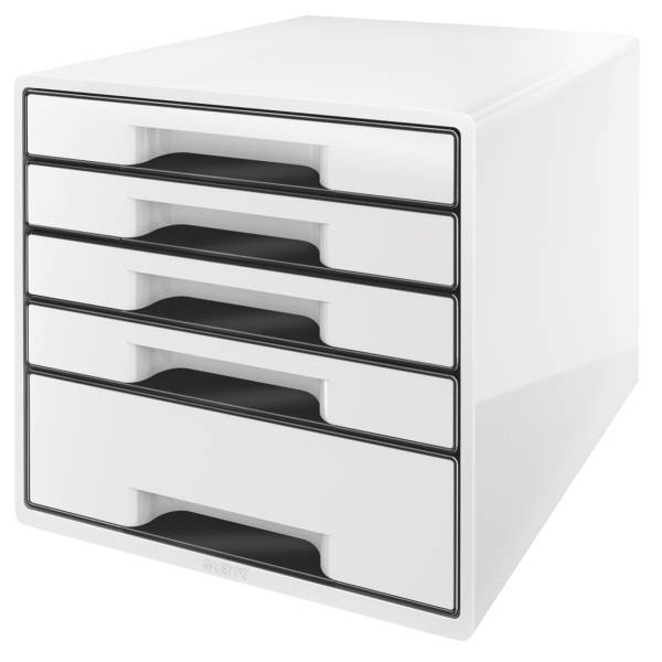 Leitz Desk Cube skuffekabinet med 5 skuffer hvid og sort