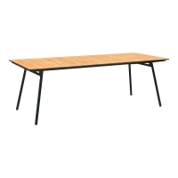 Cleveland havebord 220x90cm med teak bordplade og sorte ben