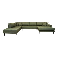 Lido U-Sofa 370x220cm højrevendt grøn