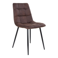 Middelfart spisebordsstol mørkebrun microfiber med sorte ben