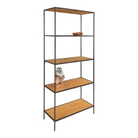 Vita reol med 5 hylder 170x80cm egetræslook og sort stel