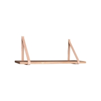 Forno væghylde med læderstropper 80x20x2cm natur