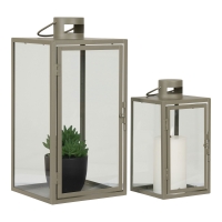 Corfu lanterner i glas og metal grøn, sæt med 2 stk