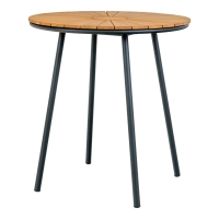 Cleveland cafébord Ø70cm med teak bordplade og sorte ben