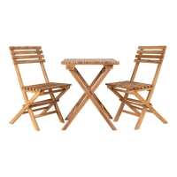 Cuenca havesæt med cafebord 60x60x75cm og 2 stole teak natur