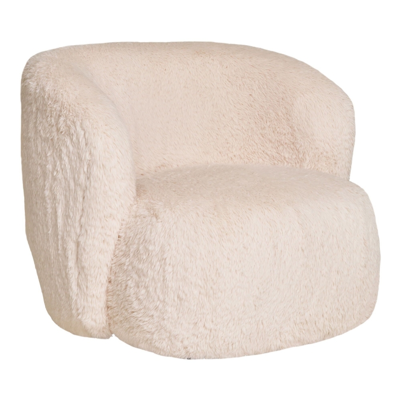 Setubal loungestol 88x87x75cm imiteret pels hvid