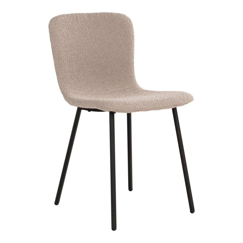 Halden spisebordsstol beige bouclé med sorte ben