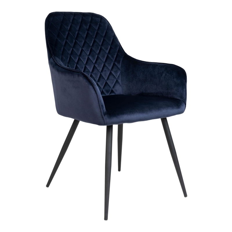 Harbo spisebordsstol blå velour med sorte ben