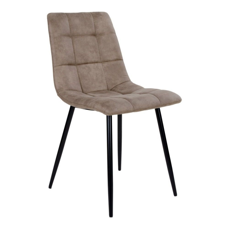 Middelfart spisebordsstol lysebrun microfiber med sorte ben