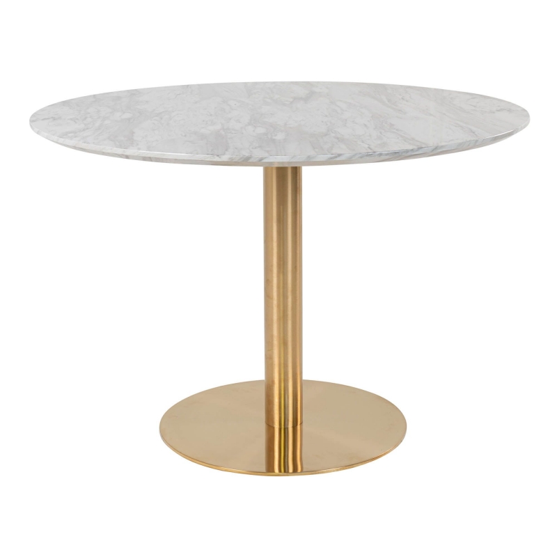 Bolzano spisebord Ø110cm hvid og messing