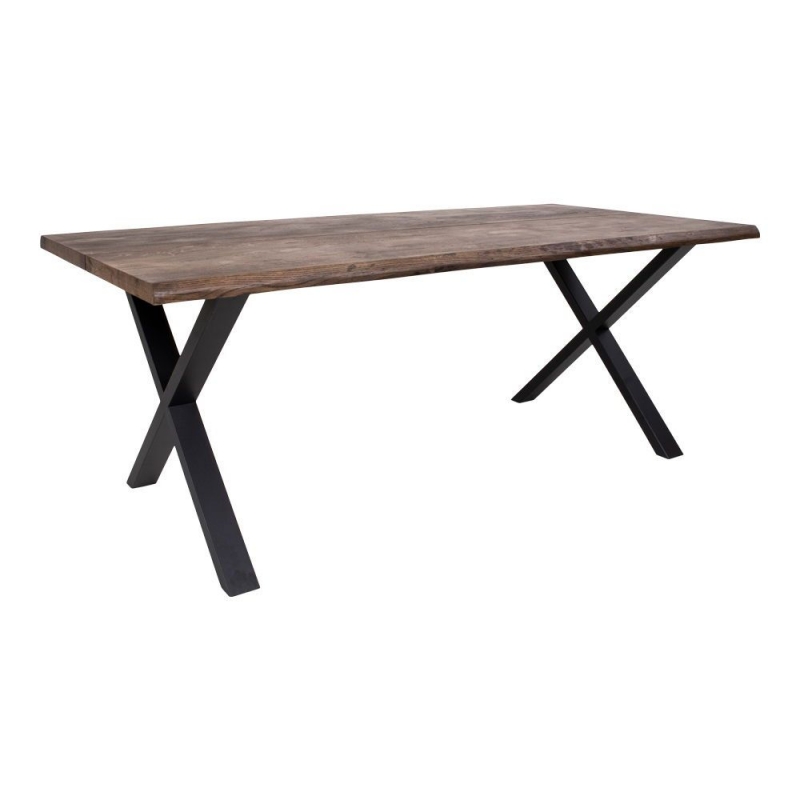 Toulon spisebord 200x95x75cm i smoked egetræ og stålben