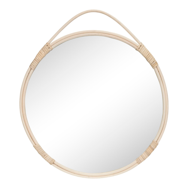 Malo spejl rundt Ø50cm med rattan ramme