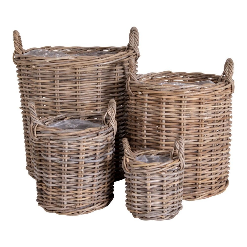 Caor kurve i sæt af 4 i naturlig kubu-rattan