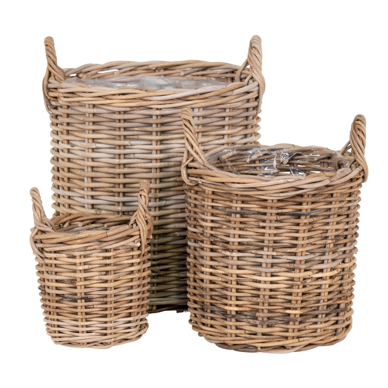 Sema kurve i sæt af 3 i naturlig kubu-rattan