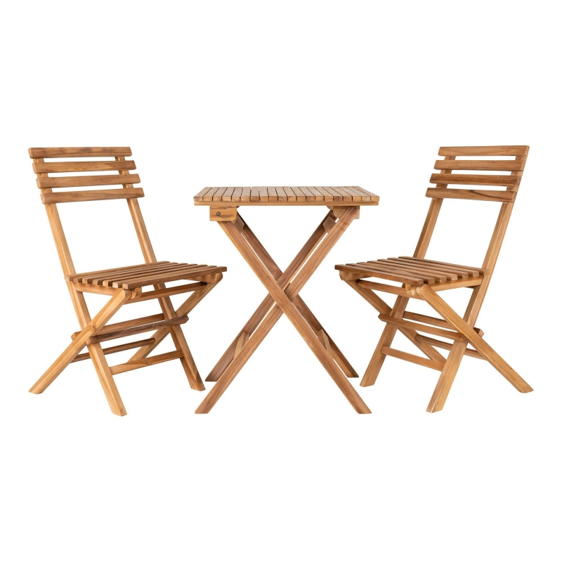 Cuenca havesæt med cafebord 60x60x75cm og 2 stole teak natur