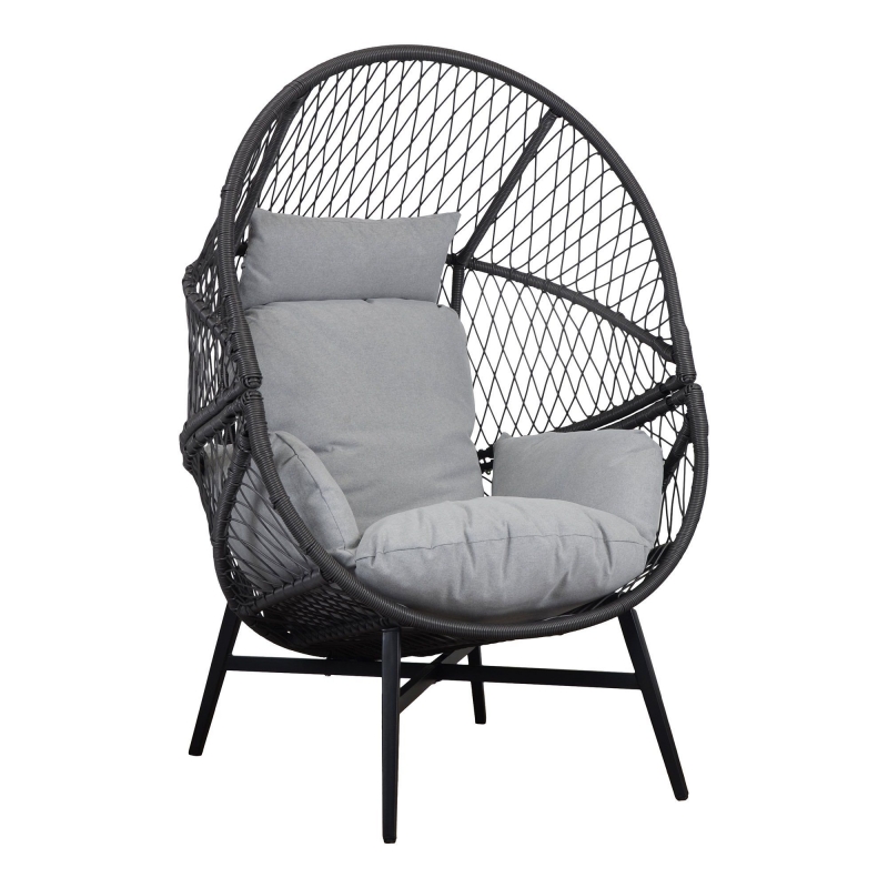 Rosario udendørs loungestol inkl. hynder i polyrattan sort