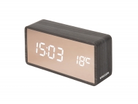 Karlsson Copper Mirror LED vækkeur 15x7x4,5cm træfinér sort