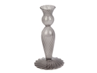 Lysestage Swirl Ø9cm glas sort
