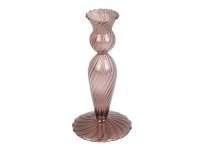 Lysestage Swirl Ø9cm glas mørk brun