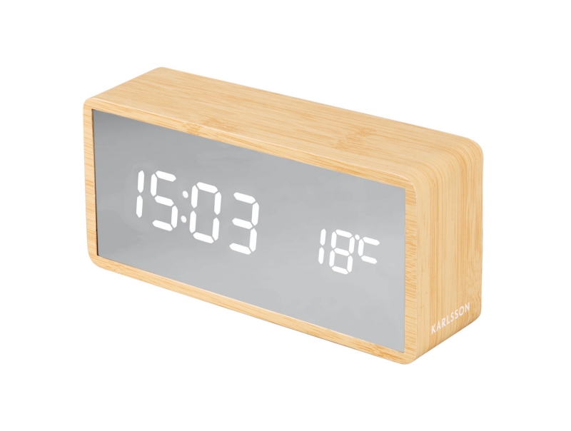 Karlsson Silver Mirror LED vækkeur 15x7x4,5cm natur