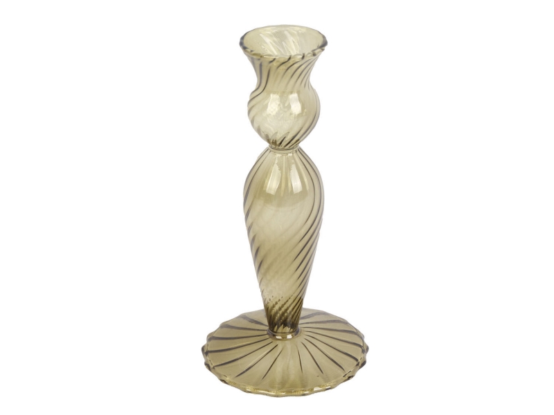 Lysestage Swirl Ø9cm glas grøn