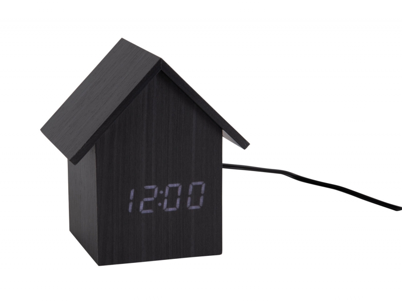 Karlsson House LED vækkeur 9,7x10,8x7,3cm MDF sort