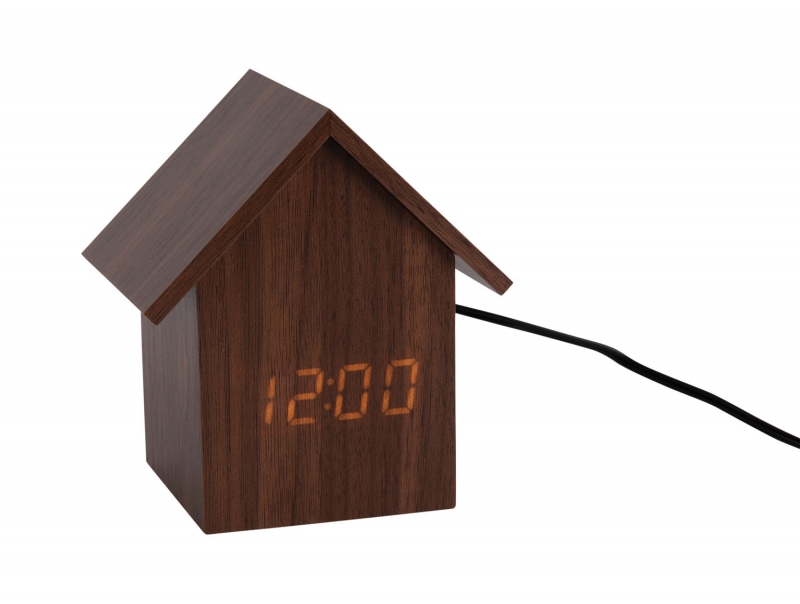 Karlsson House LED vækkeur 9,7x10,8x7,3cm MDF mørk brun