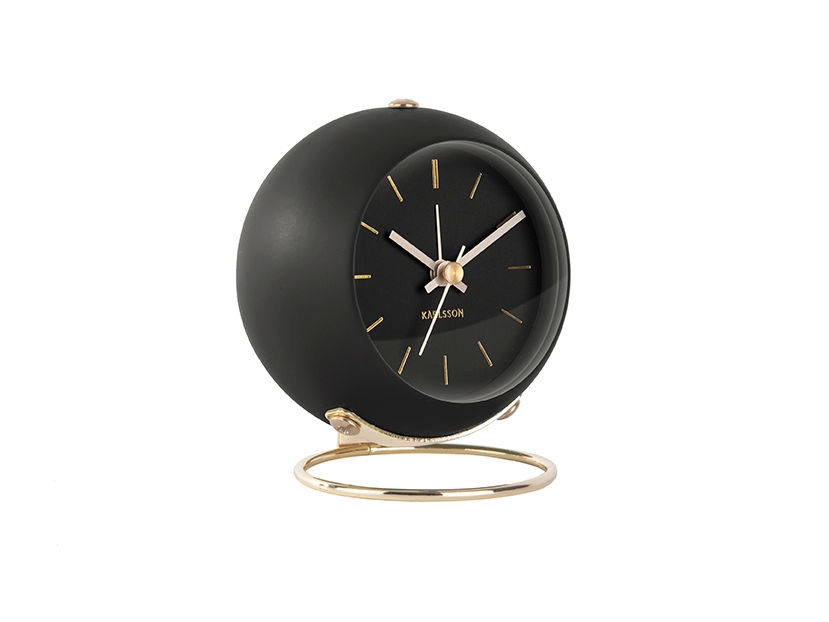Karlsson Globe vækkeur Ø9,5cm sort