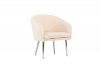 Wanda lænestol med Teddy stof og stålben beige