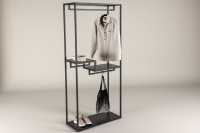 Staal garderobestativ 188x85x35cm i sort metal