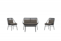 Zakynthos udend&oslash;rss&aelig;t med sofa, stole, hynder og bord sort