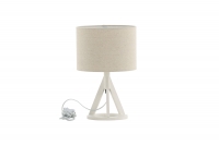 Kona bordlampe 51cm med hvid linnedskærm og hvidt stel