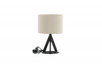 Kona bordlampe 51cm med hvid linnedskærm og sort stel