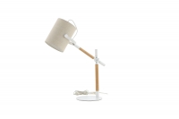 Dennis bordlampe 66 cm i beige hør og hvid/natur stål