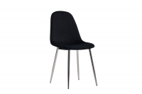 Polar spisebordsstol med sort velour-look og krom ben