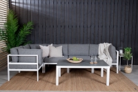 Copacabana loungesofa 3 + 2 modul med hynder og bord hvid og grå
