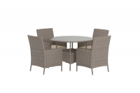 Lefkas have spisebordss&aelig;t med rundt bord og 4 stole brun