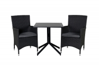 Way+Malin havesæt med cafebord 70x70cm og 2 fletstole sort