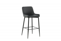 Plaza barstol med ryglæn 77cm i sort PU/polyester