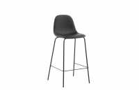 Polar barstol med ryglæn 77 cm i sort PU/polyester og sort stål