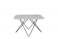 Tristar sofabord 80x80 cm i grå marmorglas og sort stål