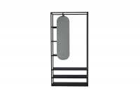Classe garderobestativ med hylder og spejl 200x100x30cm sort