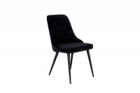 Velvet Deluxe spisebordsstol i sort velour med knapper