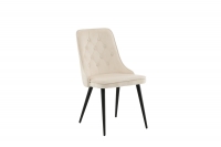 Velvet Deluxe spisebordsstol i beige velour med sorte ben