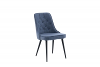 Velvet Deluxe spisebordsstol i blå velour med sorte ben