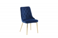 Velvet Deluxe spisebordsstol i blå velour med messingben
